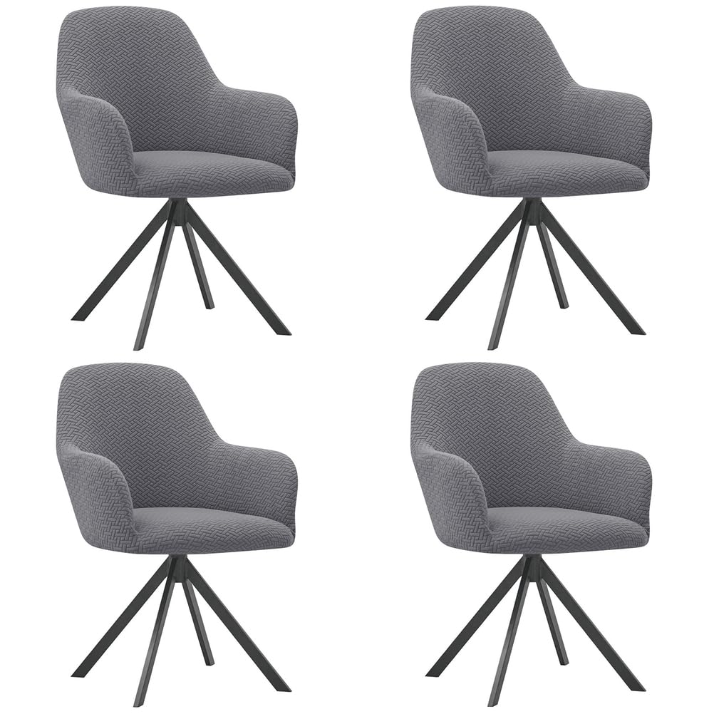 Set di 4 coprisedia elastici per sedia da pranzo con braccioli, protezione elastica per poltrona girevole da ufficio e scrivania, adatta per soggiorno, camera da letto e toeletta grigio scuro