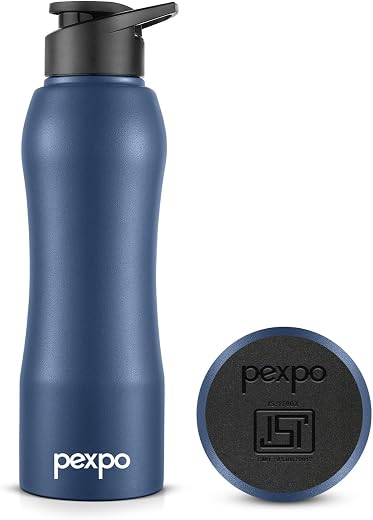 Go24 pexpo Bistro ISI Certified Stainless Steel Fridge Cooling/Sports Sipper Water Bottle 750ml, Denim Blue|Single Wall| H...