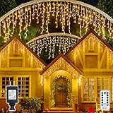 Ollny Christmas Lights Outdoor Decorations 396 LED 32FT 8 Modes IcicleLights, Connectable Hanging...
