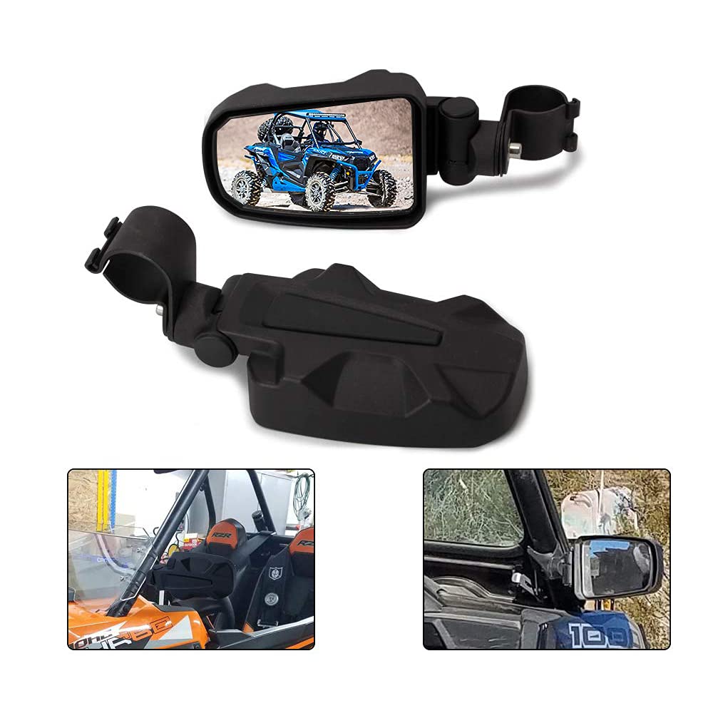 Motobiker 1Pair Side View Mirror Set UTV SXS Off-Road High Impact Break-Away 1.75 Tube Roll Cage Clamp for RZR XP 1000 Black Cast Aluminum