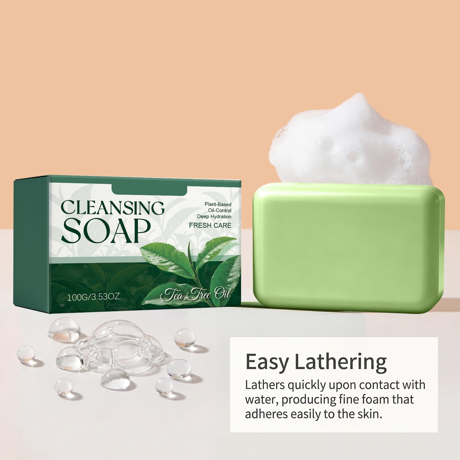 Jabón corporal de árbol de té, jabón de barra exfoliante natural, limpieza profunda e hidratación para frescura con jabón calmante y refrescante para hombres y mujeres y formulación vegetal (8