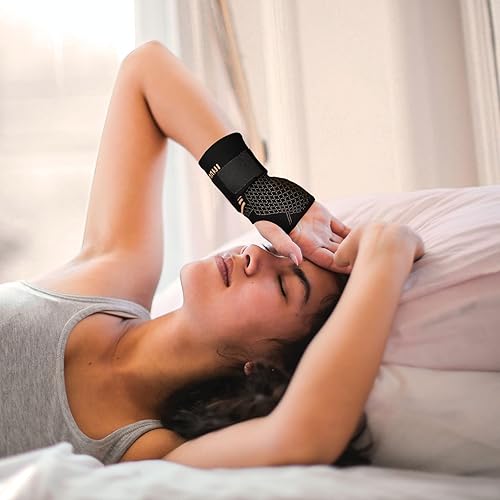 Miniatura 9 de INDEEMAX Manga de compresión de muñeca de cobre, 1 par, cómodo soporte de mano para artritis, tendinitis, esguinces, entrenamiento, túnel carpiano,