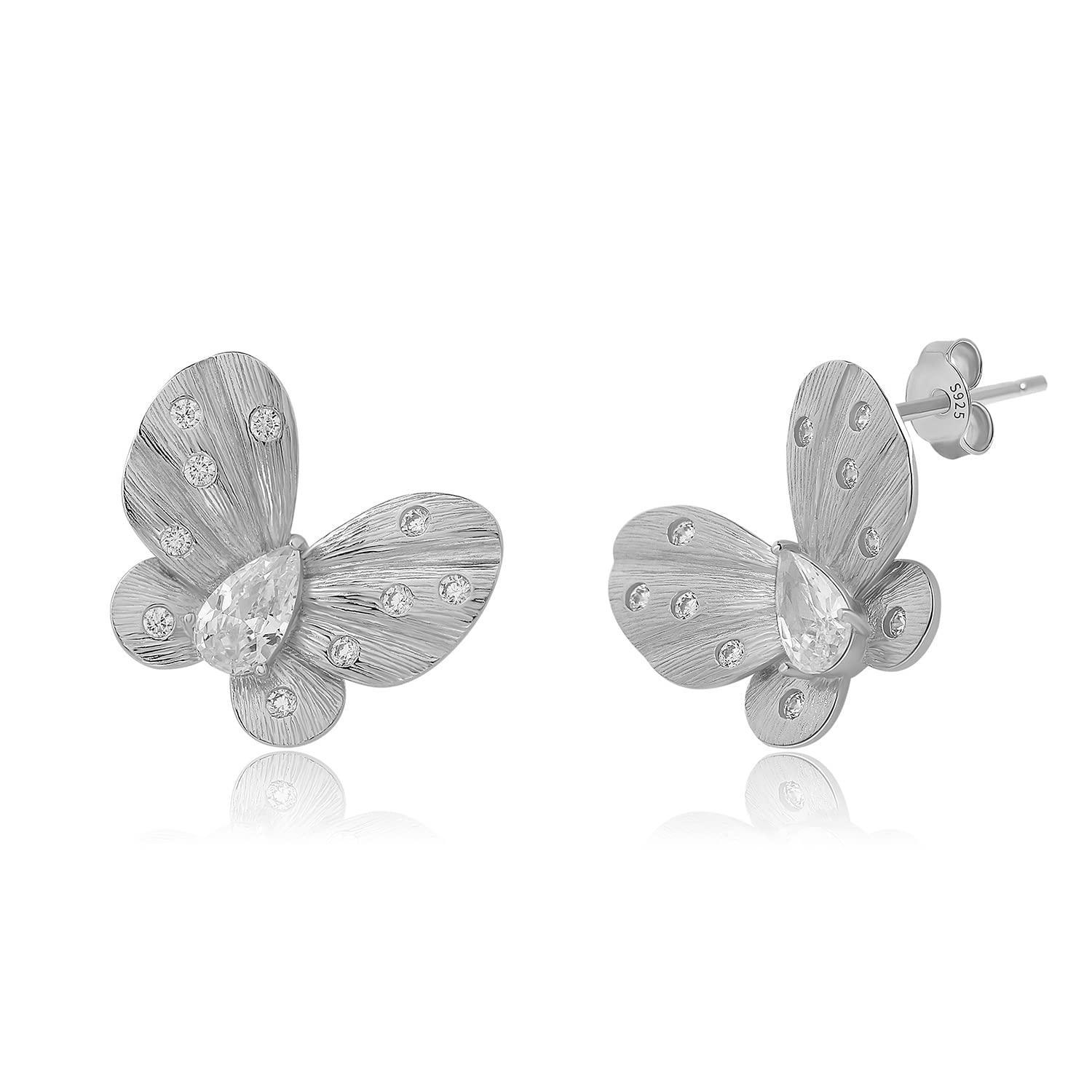 Meissa Farfalla Orecchini da donna in argento 925 Orecchini carini Orecchini in oro Gioielli ipoallergenici (Argento)