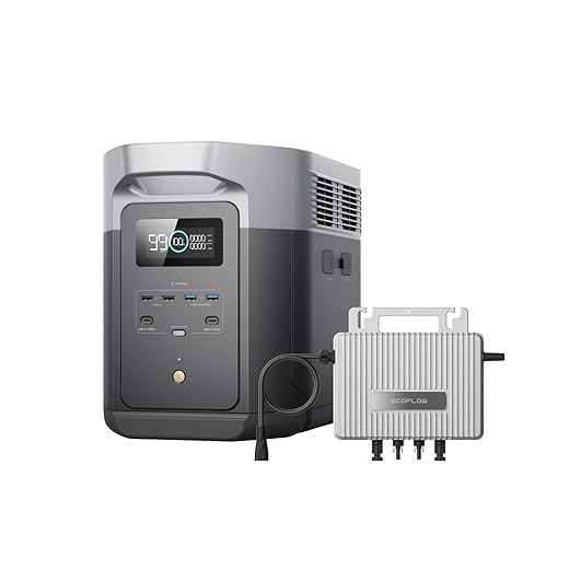 EcoFlow Delta 2 Max tragbare Powerstation 2048Wh, 0% VAT WLAN Stream Mikrowechselrichter 800W, LFP-Batterie mit 3000 Zyklen, 3000W Max Ausgangsleistung, Solargenerator für Zuhause, Camping, Wohnmobil