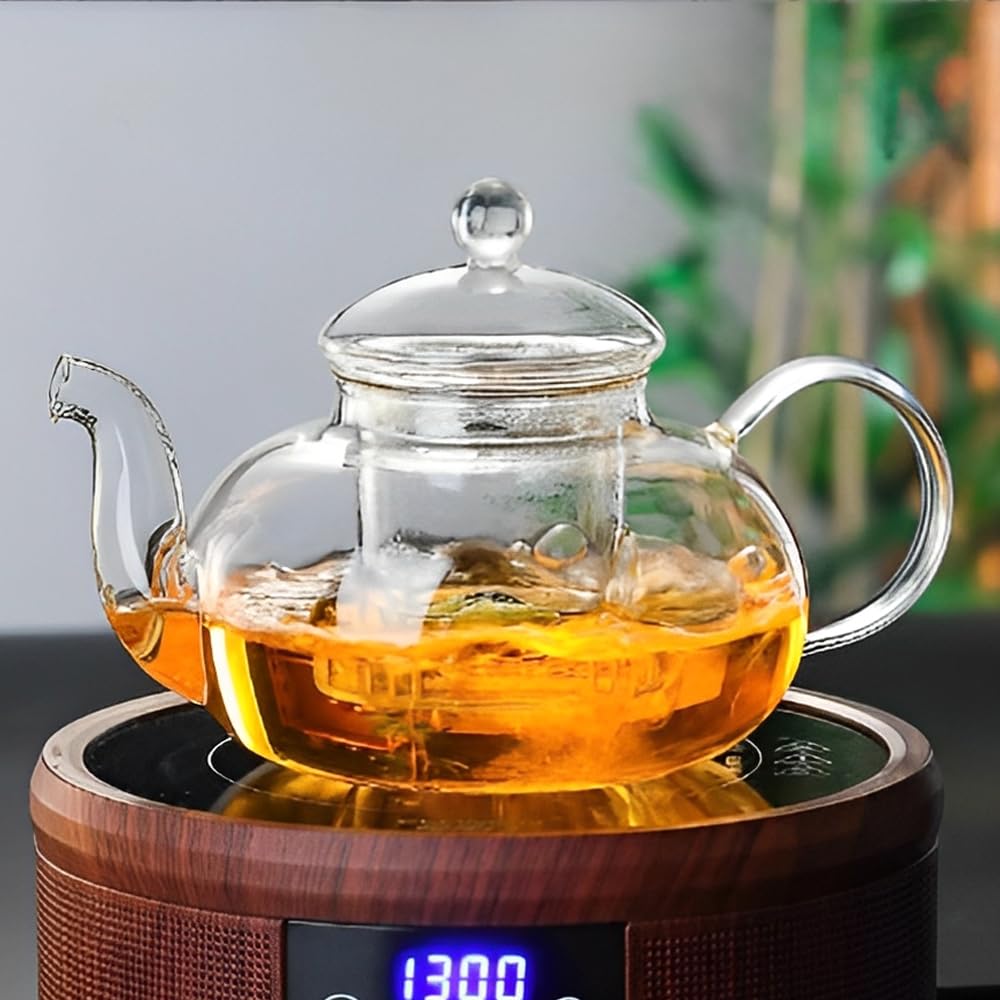 1000ml Teiera Vetro con Infusore, Teiere in Vetro Borosilicato con Filtro per Tisane e tè in Fiore, piccola teiera per foglie sfuse, erbe, frutta, bubble tea | Perfect Tea Maker | Infusore Tè