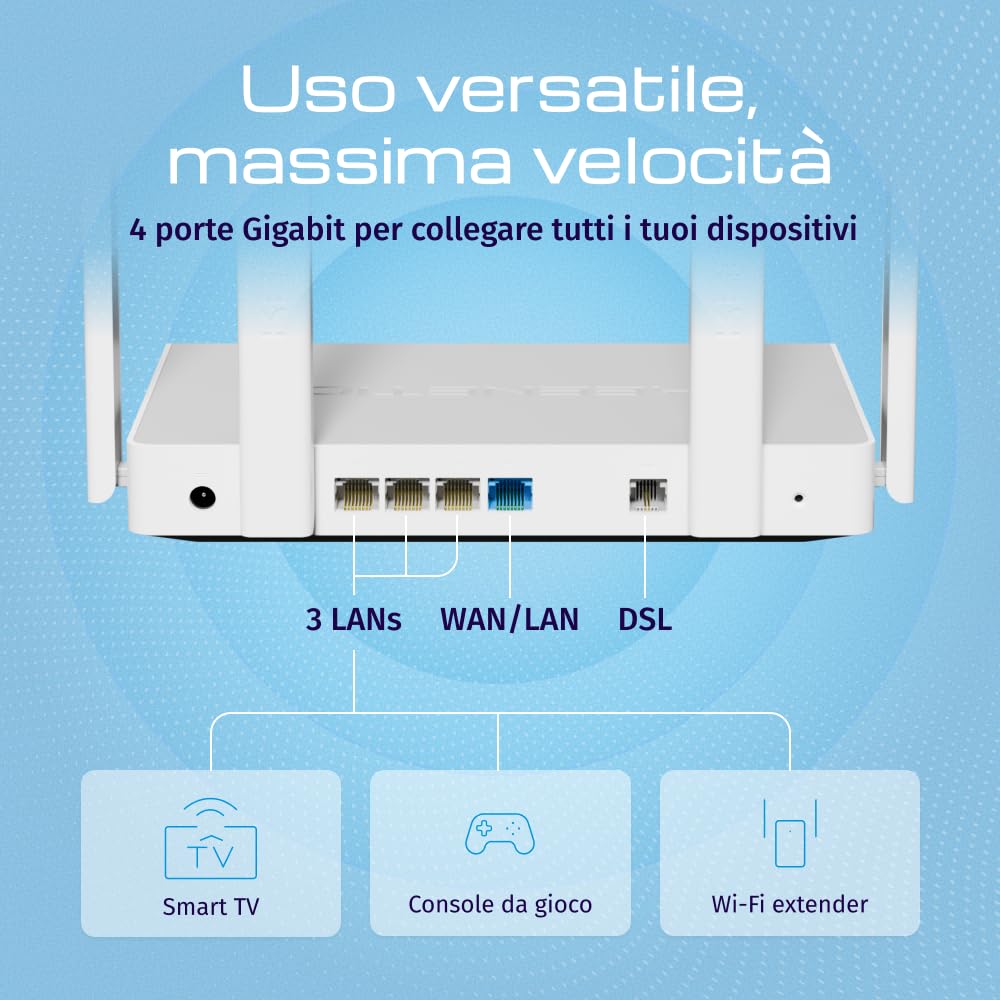 Keenetic Skipper DSL (KN-2112) Modem router Wi-Fi 5 mesh Supervectoring VDSL2/ADSL2+ AC1200 con smart switch Gigabit a 4 porte e porta USB