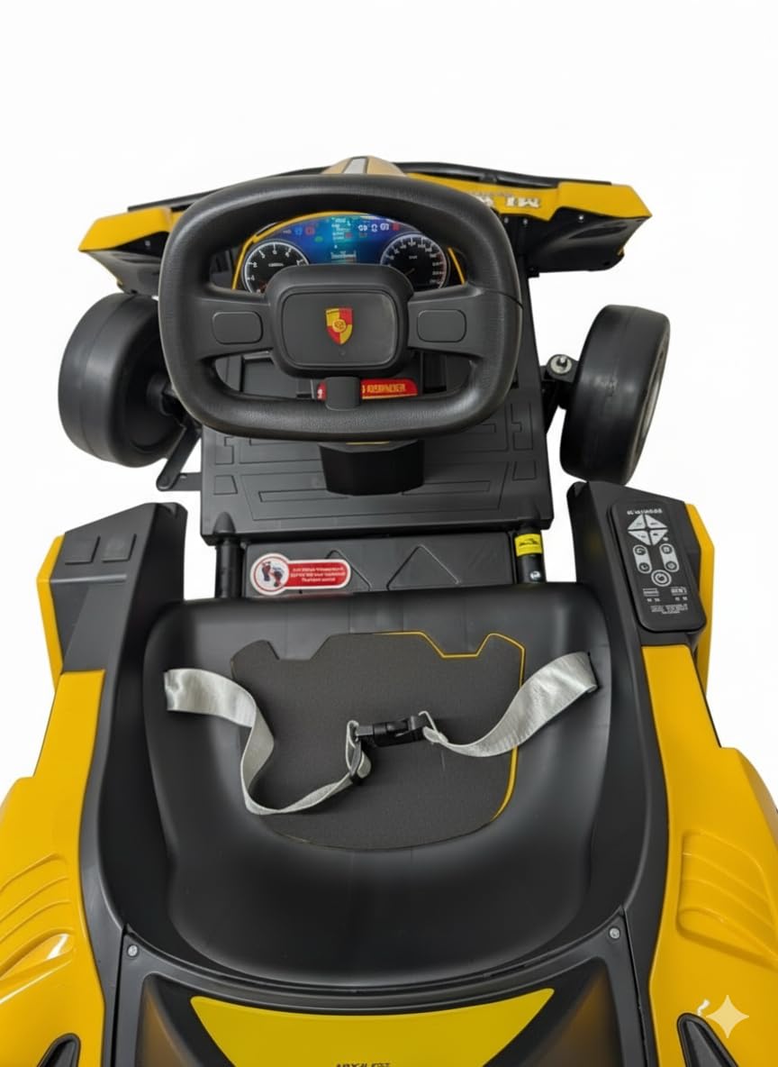WITIT Auto ELETTRICA Radiocomandata Macchina F1 Formula Uno Go-Kart per Bambino Bambina Bambini KDC-309 24V 8Ah Grigia, Blu e Gialla 2 motori, bluetooth, USB, LED, carico massimo 50 Kg (GIALLA)