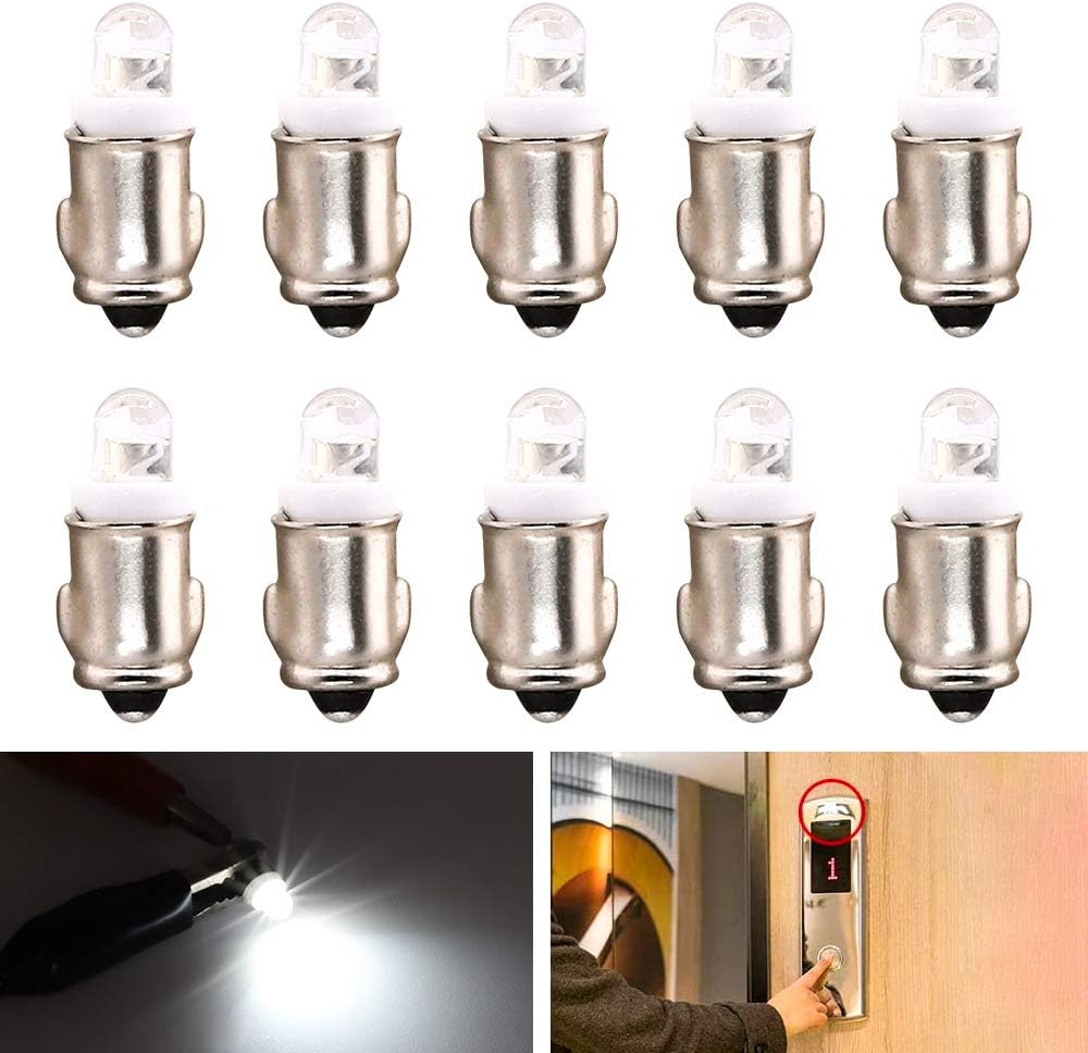 BA7S Dashboard Bulbs, F3 1 LED Bulb 12V 50LM White Light Bulb 10PCS Car Instrument Warning Auto Led Interior Bulb Panel Light Lamp, Negative Earth