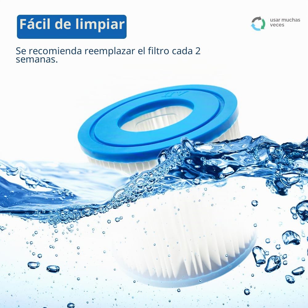 Cartuchos de filtro para Bestway tipo VII y D, compatibles con cartuchos de filtro Intex tipo D, 6 unidades