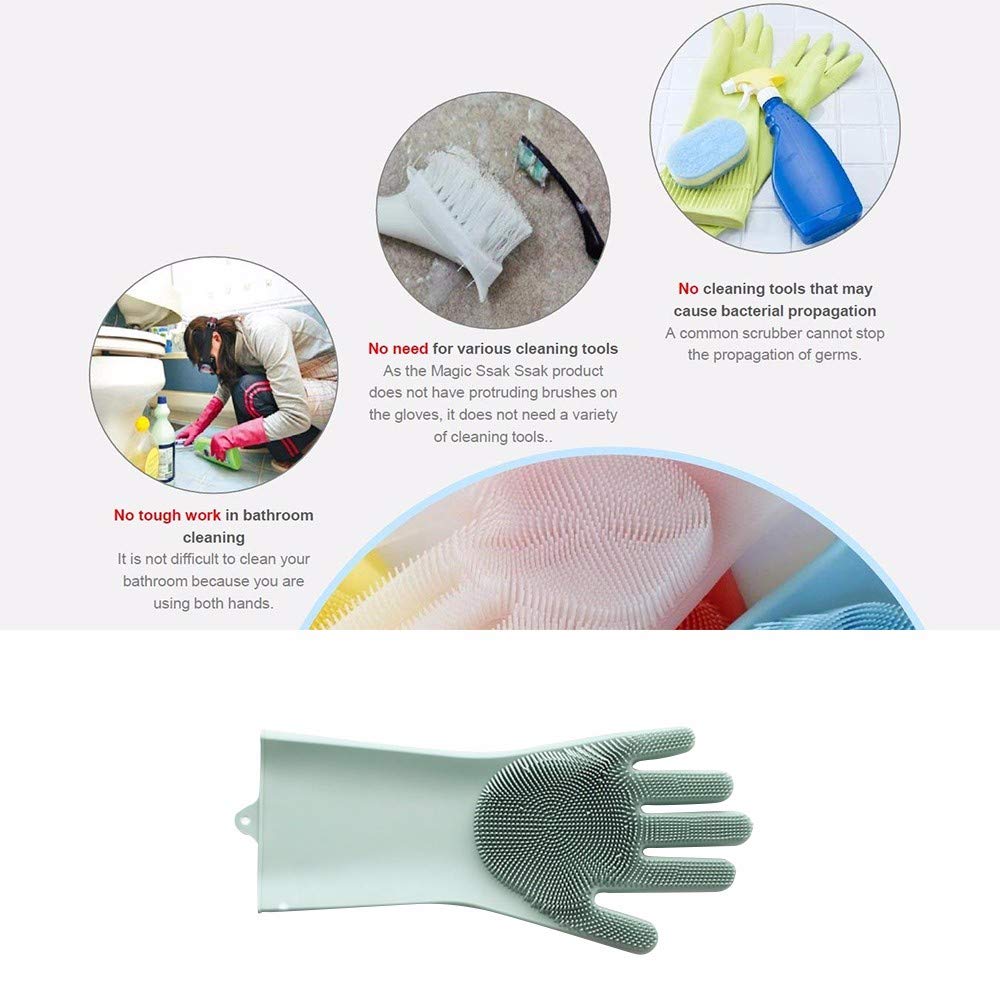 GadgetBite Hand Gloves for Kitchen Cleaning dish Washing Gloves Silicone Dishwashing Hands Vessel dishwasher wash utensil For Women Men House essentials for Bathroom Cleaning Pet Hair Care - Multi 4