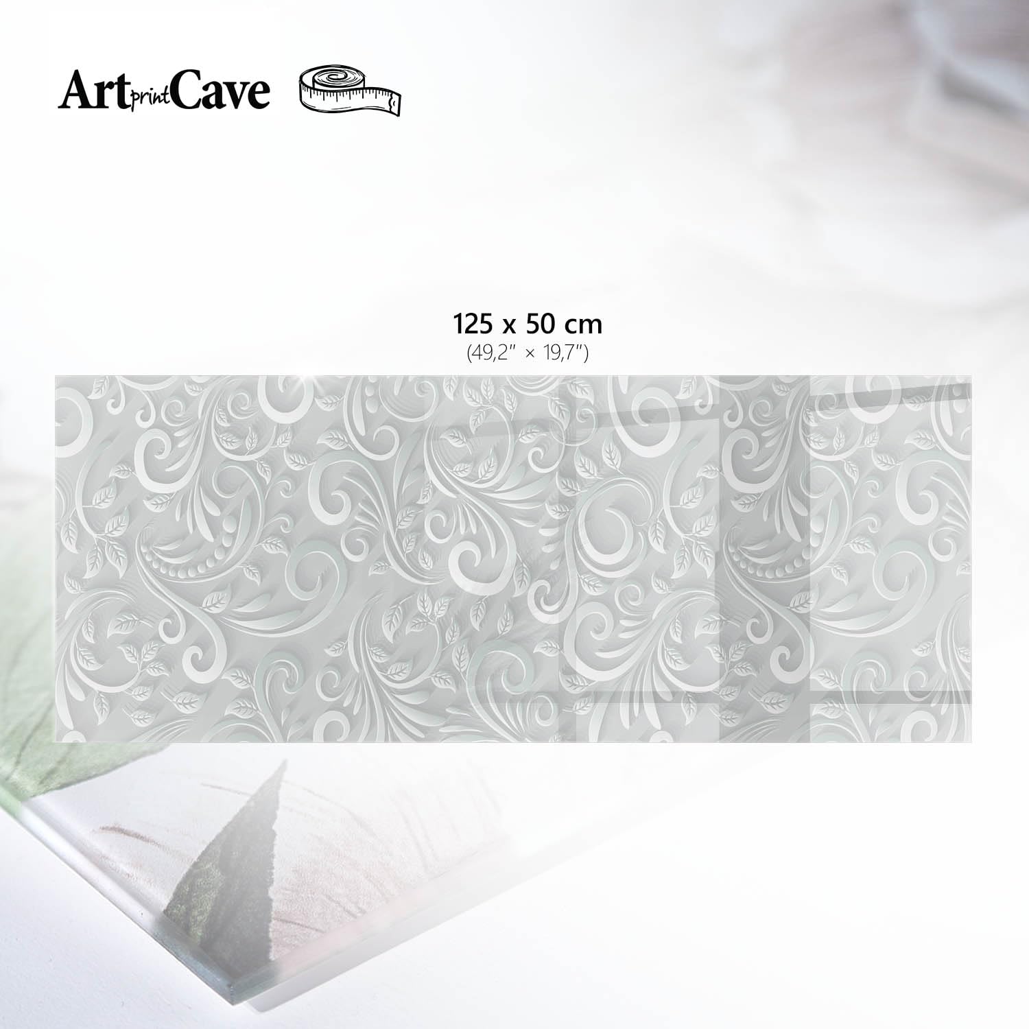 Protector de Superficies 125x50 cm | Rectangular | Bordes Pulidos | motivo floral | Pies Antideslizantes | para la Cocina y Salón | con Impresión Decorativa | Vetro Temperato