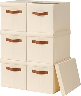 Storage Bins with Lids - Fabric Storage Baskets for Shelves, 6 Pack Fold...