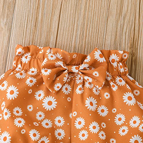 Image of Newborn Baby Girl Clothes Snap Cotton Bodysuit Floral Shorts Baby Headband Infant 3Pcs Outfits Summer Set