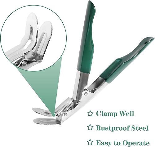 Miniatura 3 de KAMaster Agarre elevador de rejilla de acero inoxidable, agarrador de rejilla con cubierta protectora verde, herramienta elevadora de rejilla grande