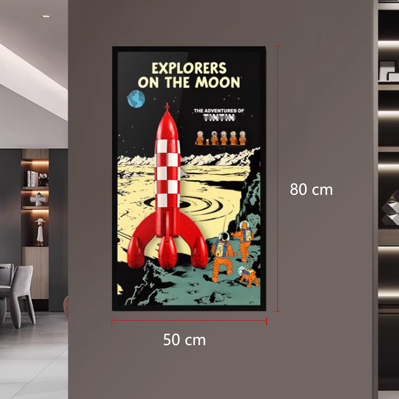 Présentoir Mural pour Lego 21367 Ensemble de Construction de la Fusée Lunaire, Présentoir Mural à Monter au Mur - Seulement le Plateau d'affichage, Plateau d'affichage Compatible avec Lego 21367