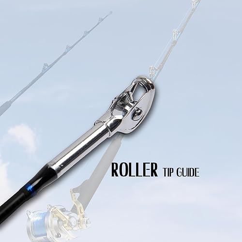 Miniatura 4 de Fiblink Caña de pescar de pesca de pesca de pesca de pesca de pesca de agua salada en alta mar con todas las guías de rodillos (potencia pesada, 5