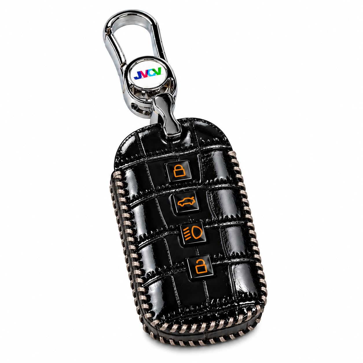 JVCV® Handmade Leather Crocodile Pattern Key Cover Compatible with Tata Sierra, Safari Petrol, Harrier Petrol, Curvv and Curvv EV Smart Key | Luxury Protection & Gift Accessory (Black)