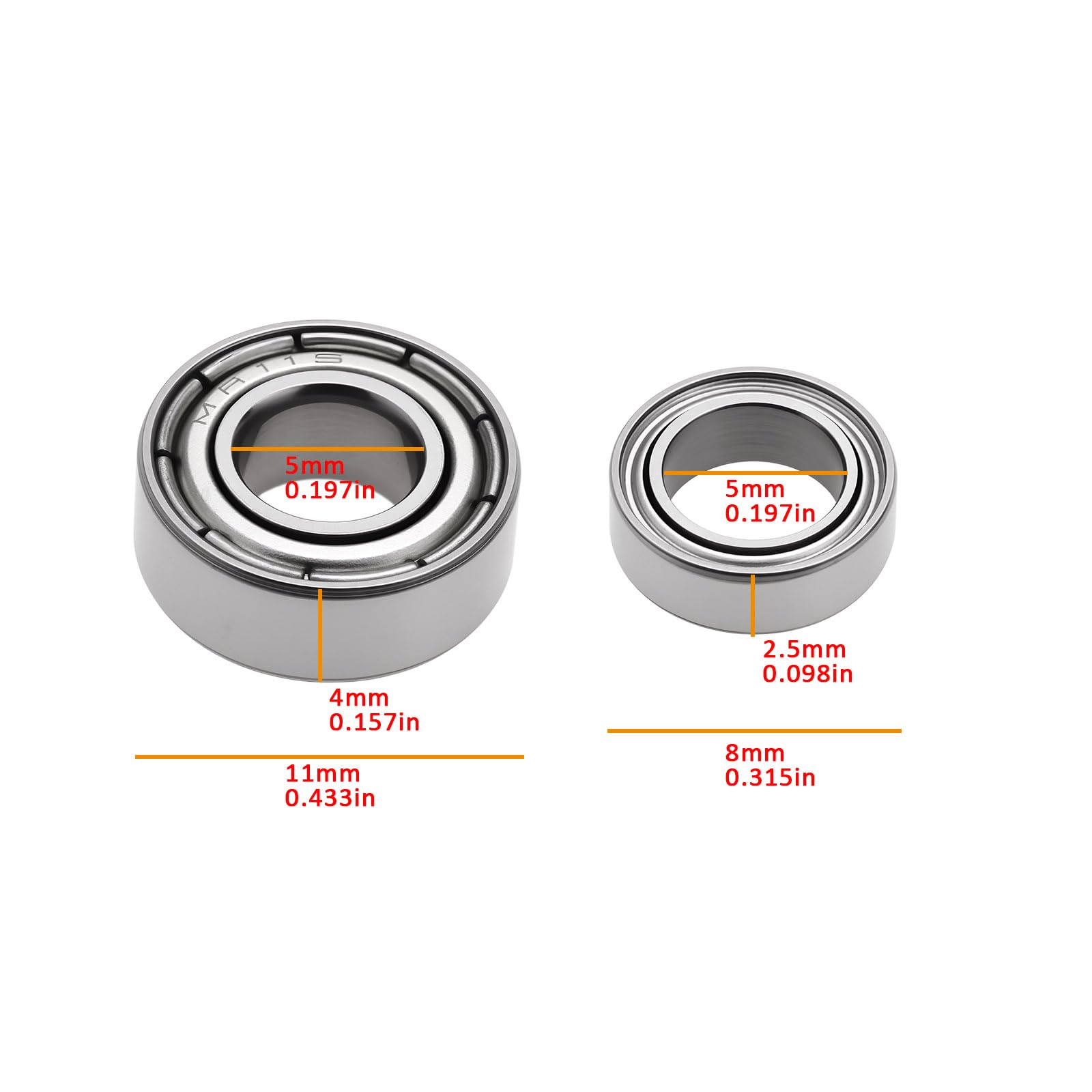 Be In Your Mind 10Pcs Ball Bearing Set 5x11x4mm 5x8x2.5mm Compatible with Tam-iya DT-01 chassis Compatible with Mad Fighter - Image 4