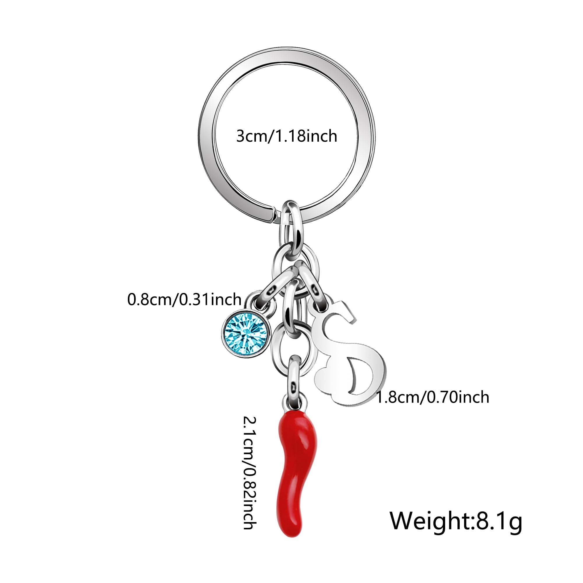 Aosyoisk Portachiavi Nome lettera iniziale. Personalizzato Corno di pecora rosso Amulet ciondolo Portachiavi regalo Per Festa della mamma,Compleanno,San Valentino,Anniversario