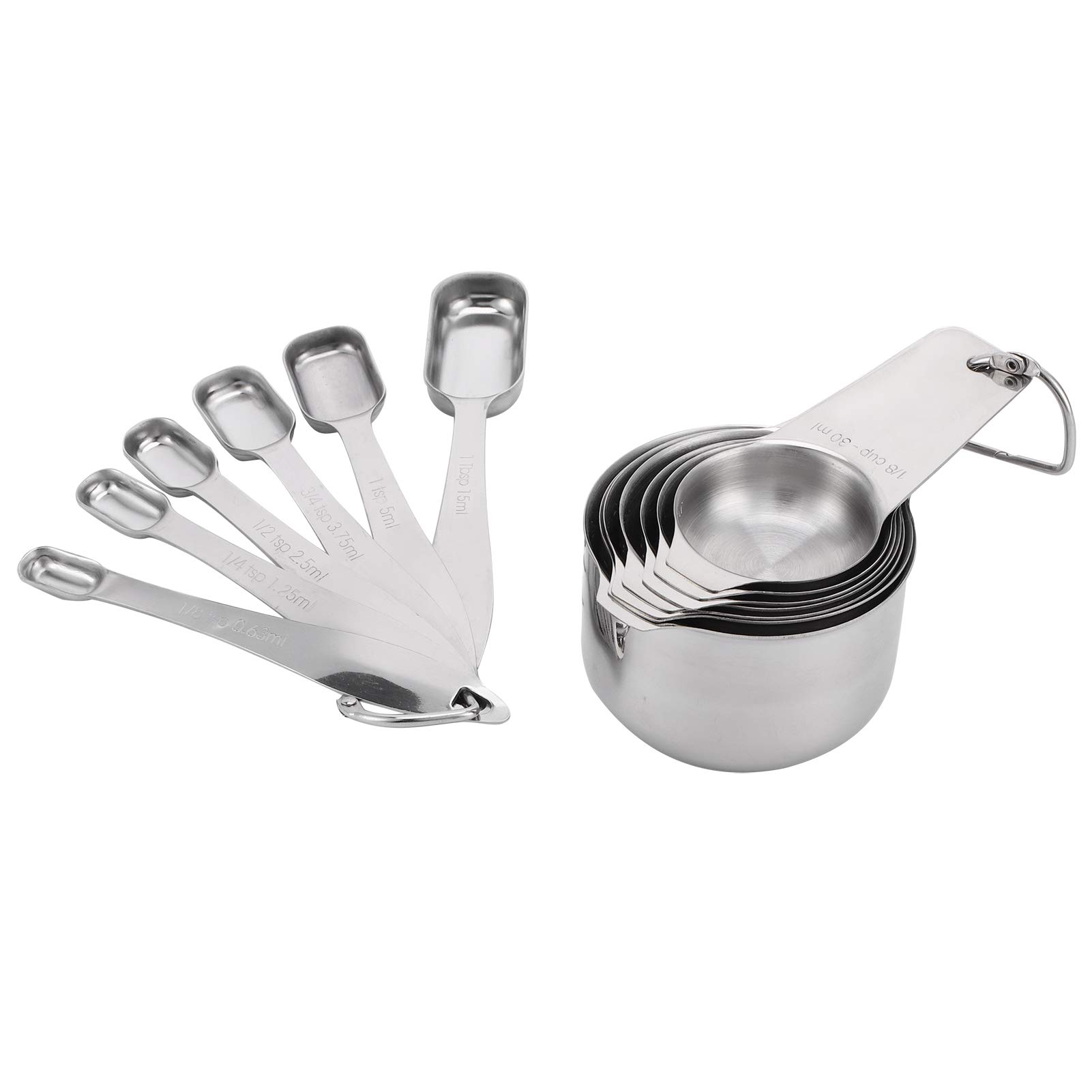 Ensemble de Tasses à Mesurer et Cuillères en Acier Inoxydable,