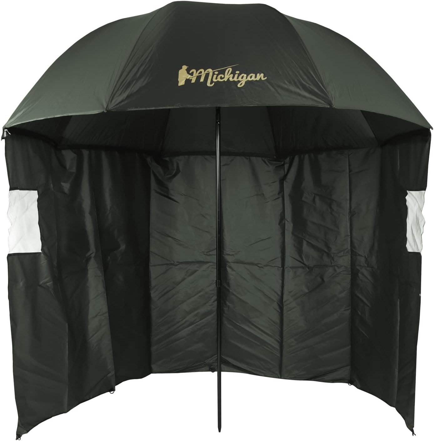 Michigan Fishing Umbrella with Top Tilt and Sides/Windows Brolly Shelter with FREE Carry Bag, Olive Green, 75" or 86"