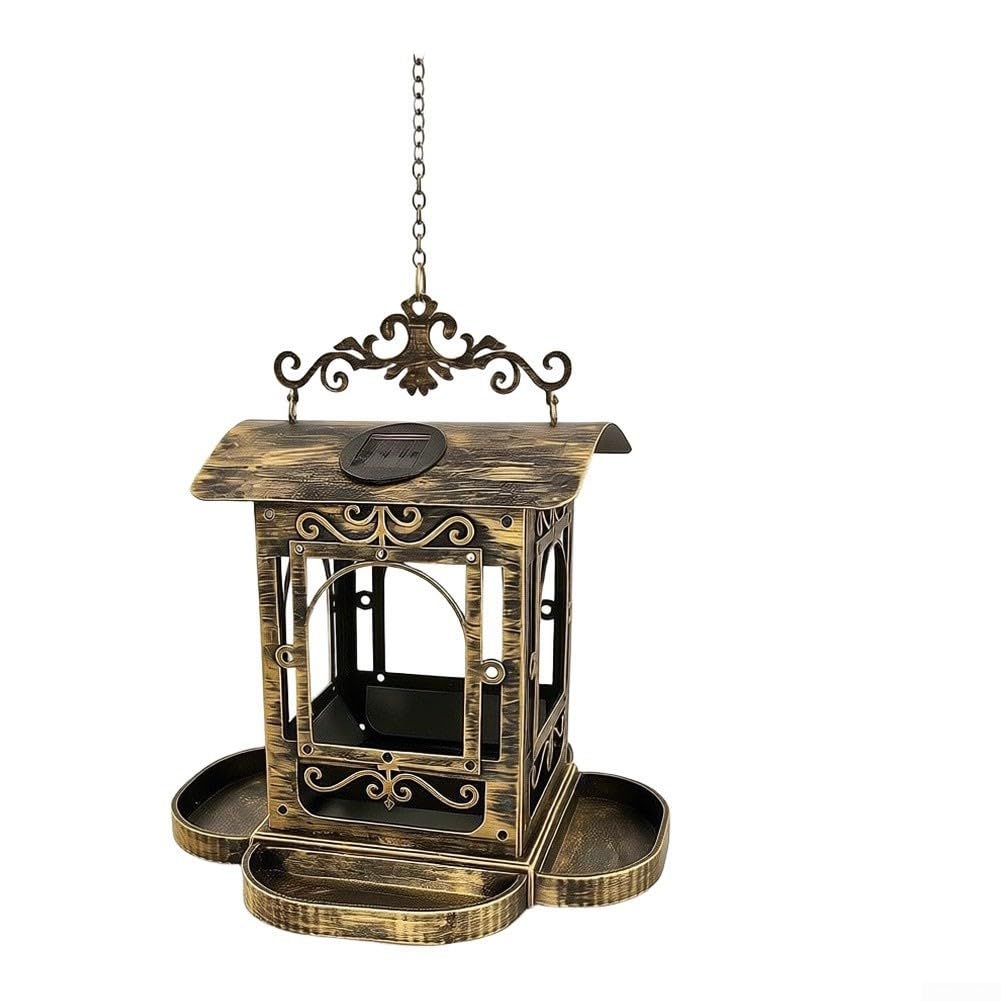 Mangeoire à oiseaux pour jardin suspendue lanterne vintage bronze étanche