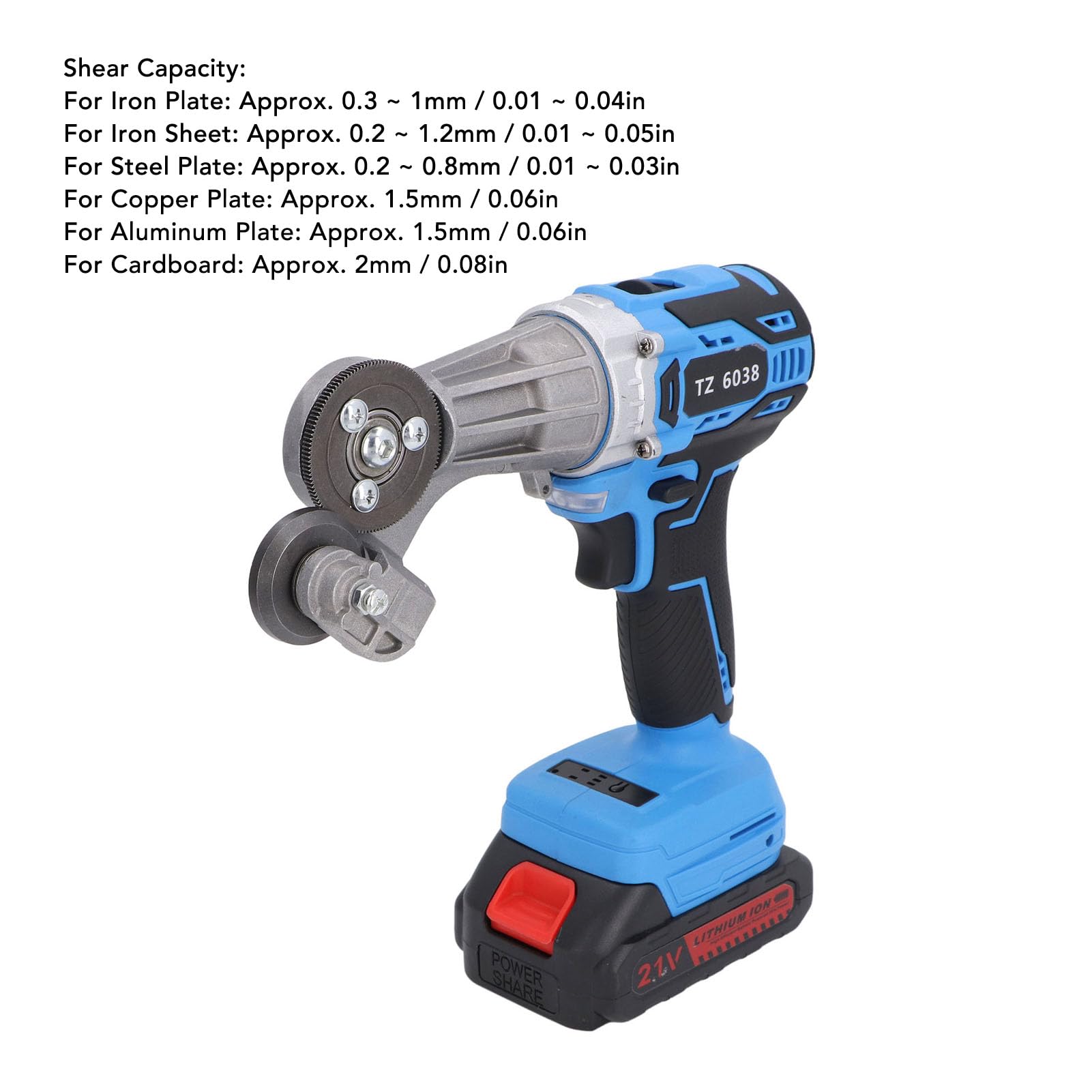 XHTLLO Cordless Electric Scissors, 21V Cordless Metal Scissors with 360° Rotating Head, 3 Degree Rechargeable Electric Shear Cutting Tool, Metal Shear for Iron, Aluminum, Steel Plate Cutting(US)