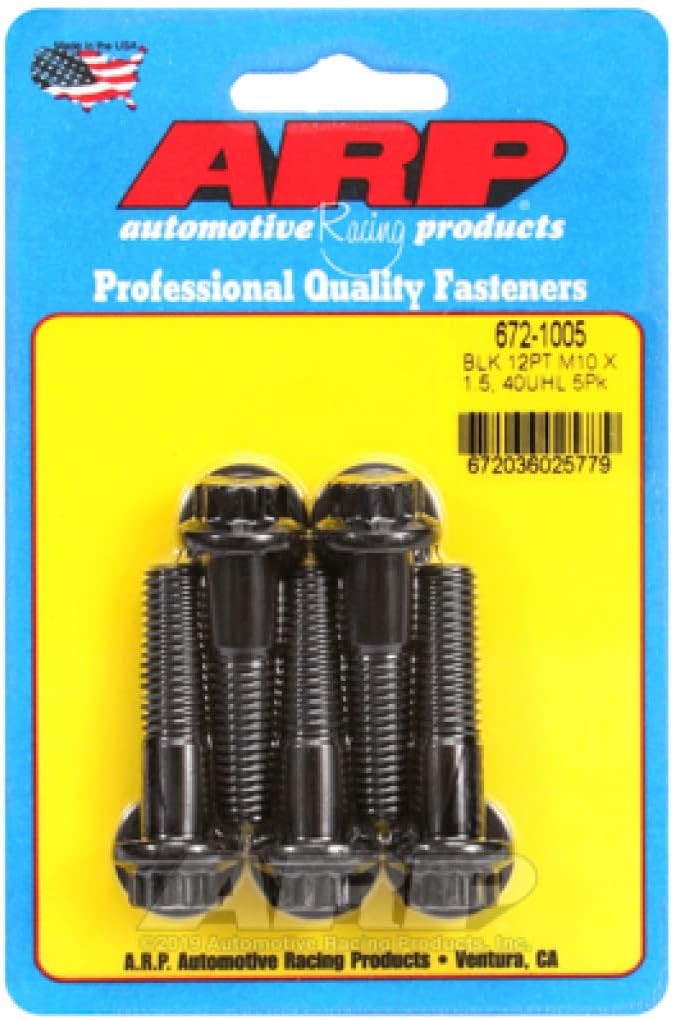 ARP 12pt Bolts M10 x 1.50 x 40 Black Oxide 5/pkg