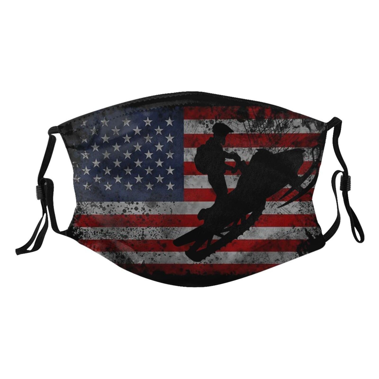 Snowmobile Flag USA Adult Dust Mask Adjustable Dust Face with 2 Filter96