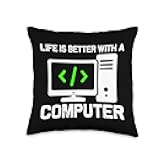 Cool Computer For Men Women Computer Geek Tech Coding Nerd Throw Pillow