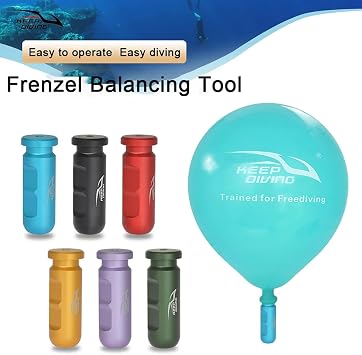 Ear Equalization Training Tool, Aluminum Alloy Underwater Apnea Auxiliary Practing Tool with 3 Balloons and Storage Box