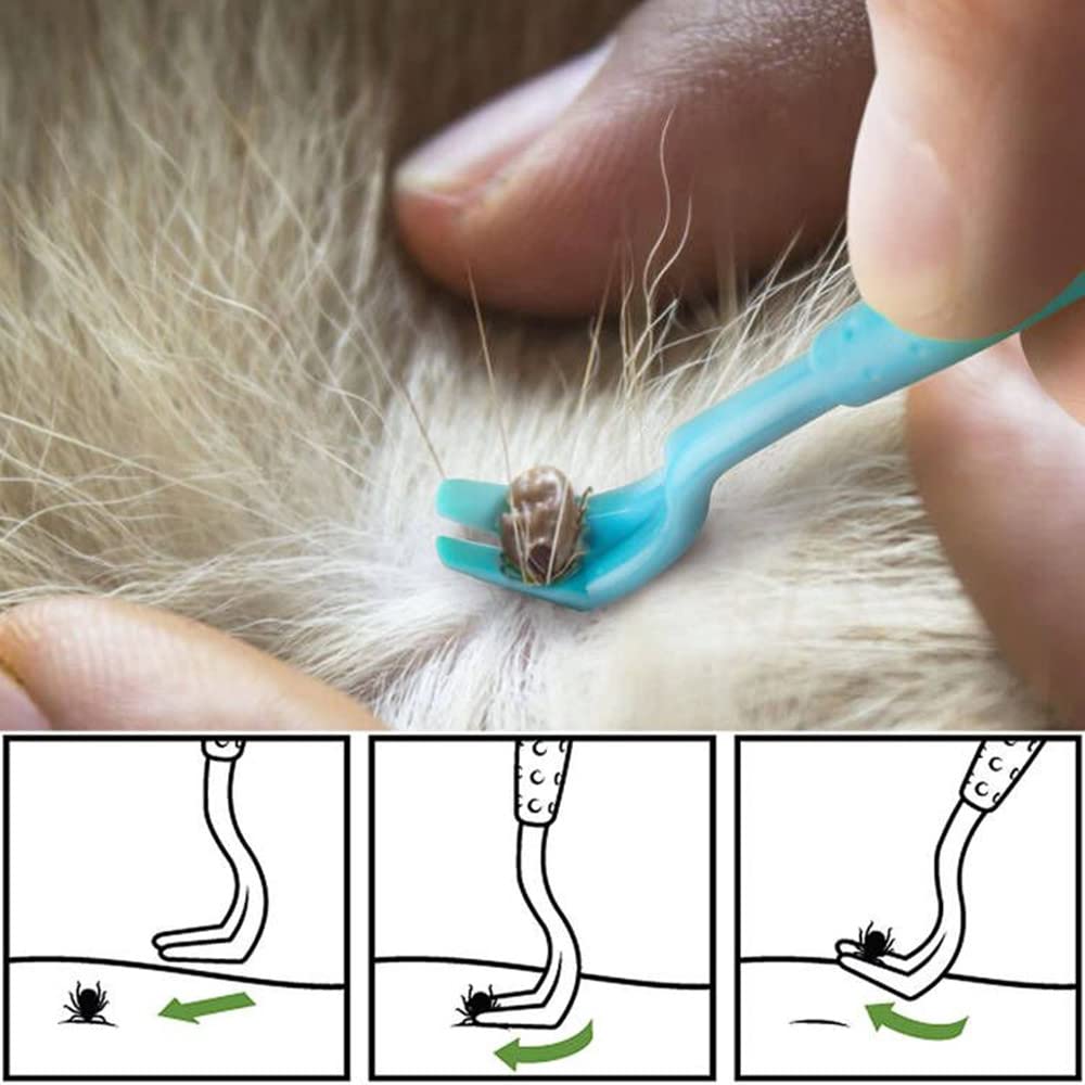 Spazzola per cani e gatti, Pettine per la rimozione dei peli di animali domestici,3 Gancio Pinze Pinzetta per Zecche, Strumenti di Toelettatura per Cane Gatto Pelo Corto e Lungo