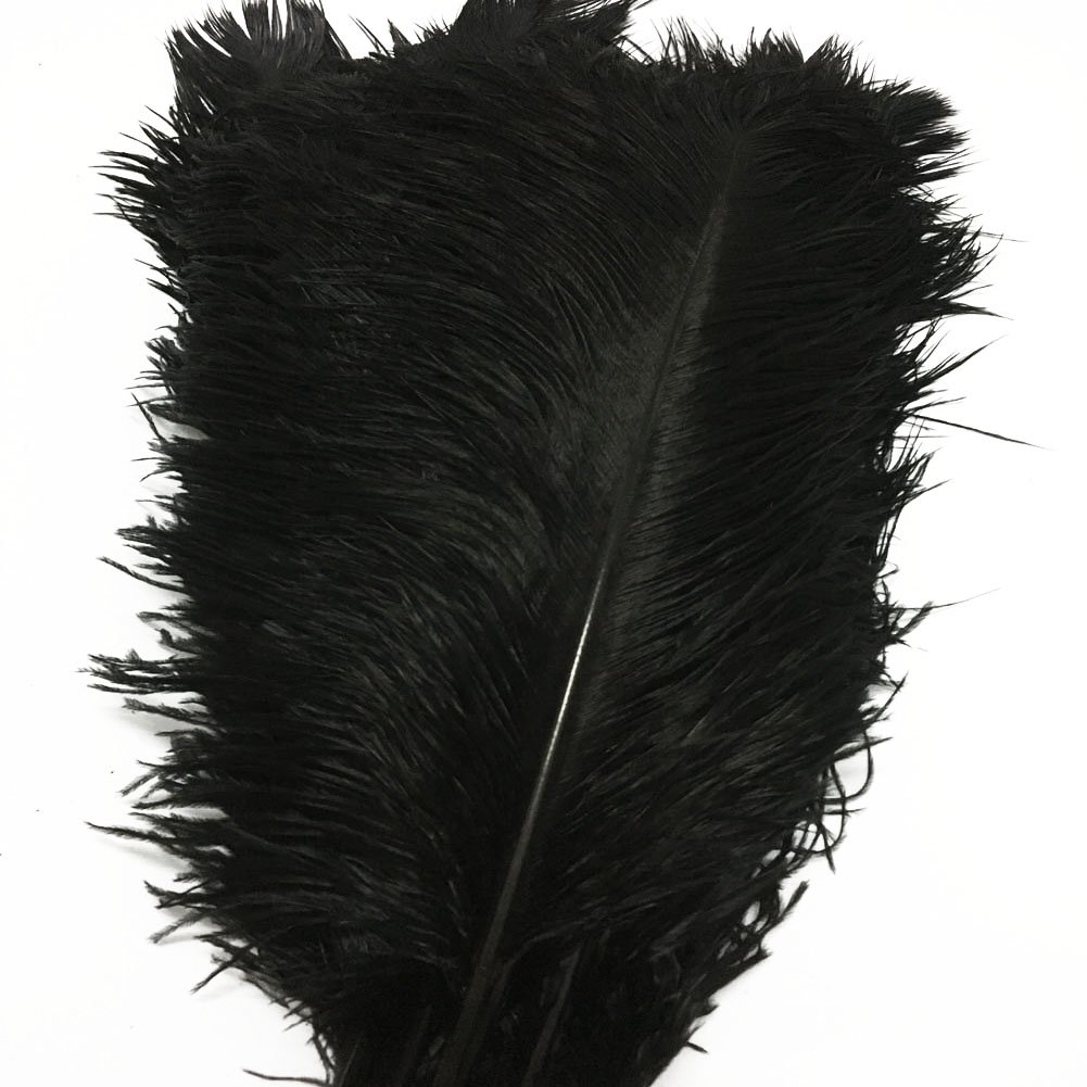 XZEN 15.5"-17.5" Ostrich Feather Plume Decoration DIY Craft Pack of 10 (Black)