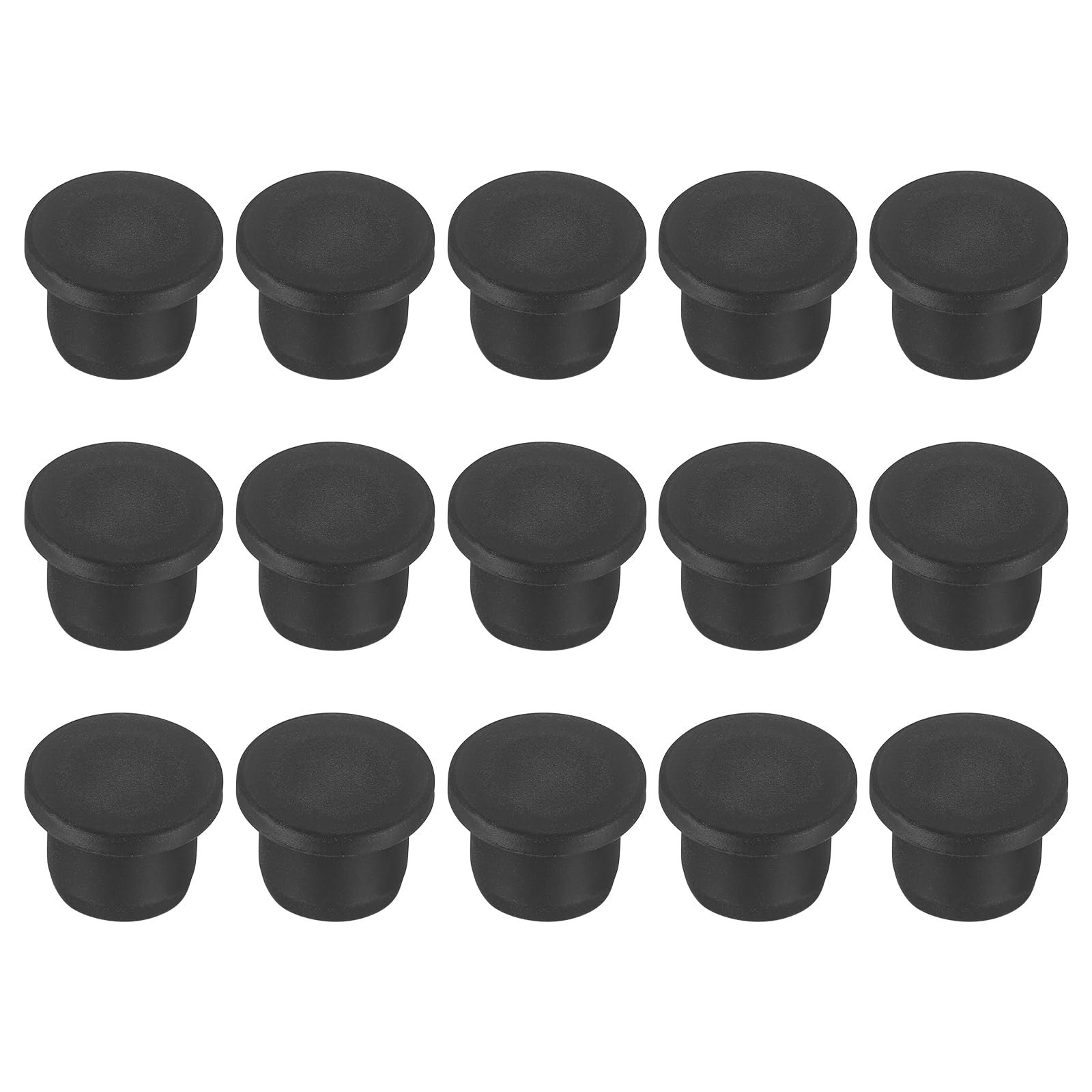 sourcing map 15pcs T-Shaped Silicone Plugs 13mm 1/2 Inch Dia Snap in Plug Hole Seal Cover Round Rubber Stopper for 12.5-13mm Holes Kitchen Rubber Bulkheads Waterproof Sealing, Black