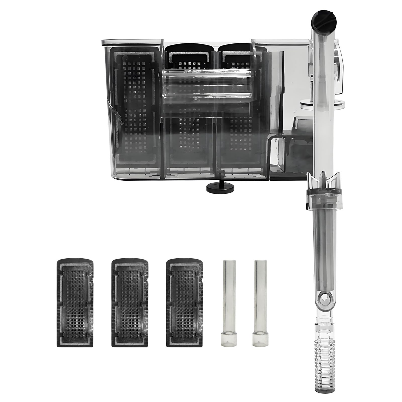 Filtro Externo Acuario, Filtro Acuario 800 L/H, Filtro Colgante Acuario, Flujo de Agua Ajustable Filtros Silenciosos, Filtro Cascada 12W para 30-210 litros de Acuario, Circulación Oxígeno