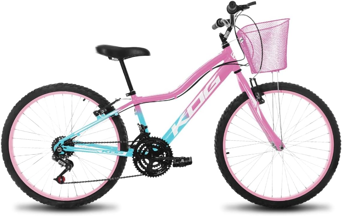 Bicicleta Aro 24 Infantil KOG Feminina 18 Velocidades 