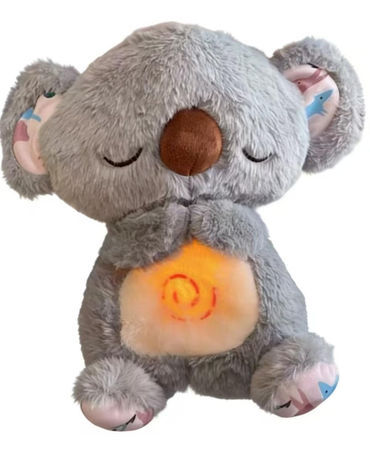 iegeuc Anxiety Relief Koala, Breathing Teddy Anxiety Bear with Calming Music, Lights, Sleeping Otter Plush, Soothing Koala for Adults & Kids, Stress Relief Stuffed Animal