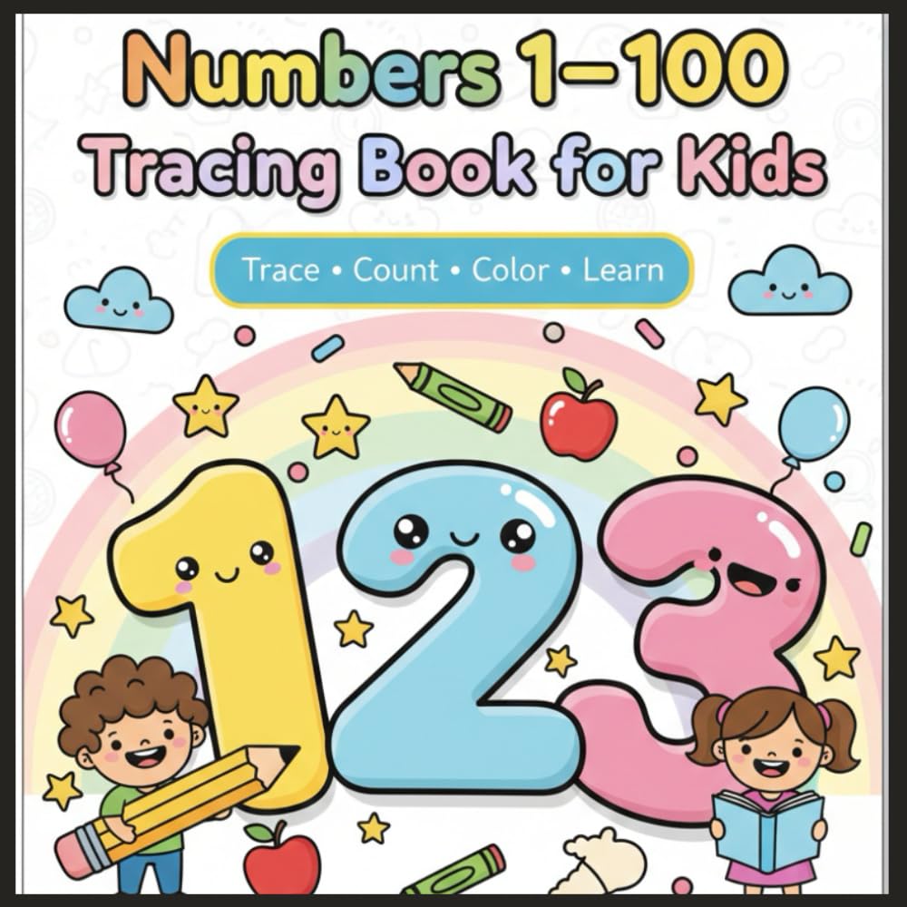 Numbers 1–100 Tracing Book for Kids: Fun Tracing, Counting, and Writing Practice for Toddlers and Preschool Kids Ages 3–6