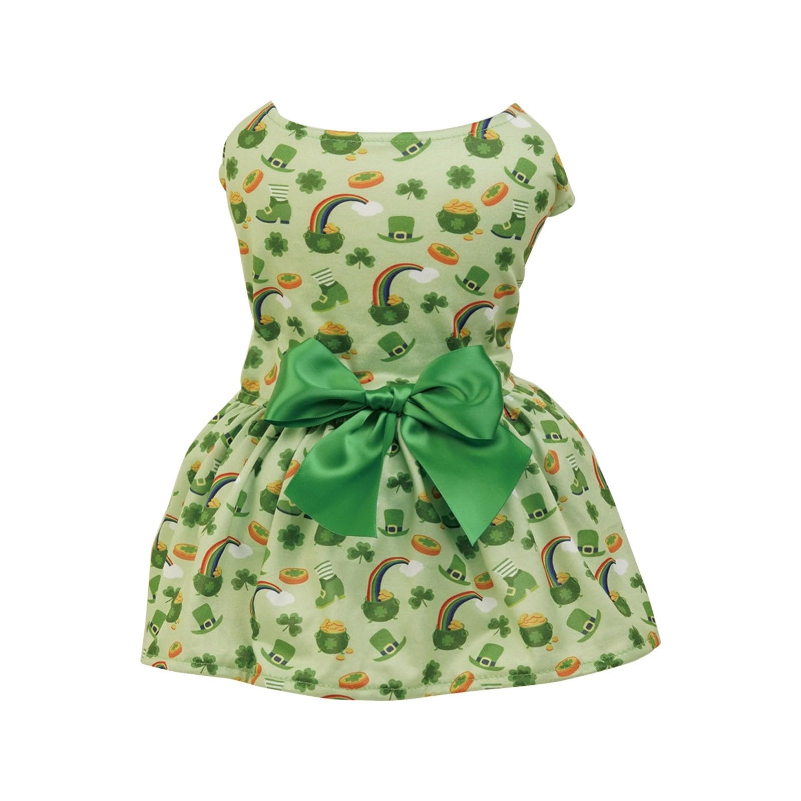 St. Patrick's Day Dog Green Dress for Small Dogs Girl,Four Leaf Outfits Skirt Dog,Puppy Dresses Clover Clothes,Pet Puppy Shirt,Cat Clothes Costume with Bow Female (D, S) â image 1