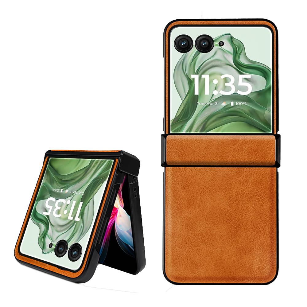 shingtomua for Motorola Razr Plus 2024 / Razr+ 2025 PU Leather + Hard PC Shell Case Shockproof Case Hinge Protection Phone Cover for Motorola Razr 50