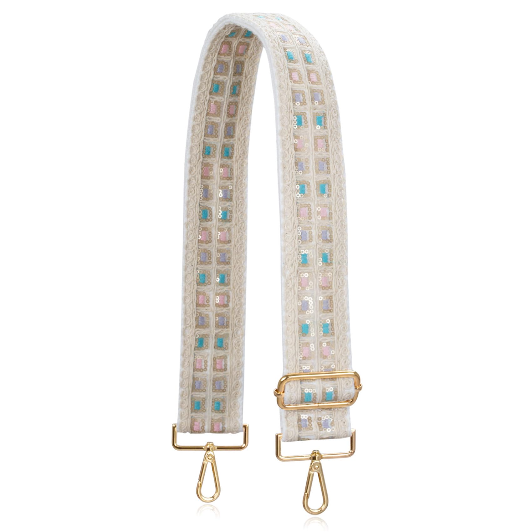 ALLZEDREAM Purse Strap Crossbody Replacement Handbag Shoulder Bag 2" Wide Adjustable Embroidered Lace Sequins