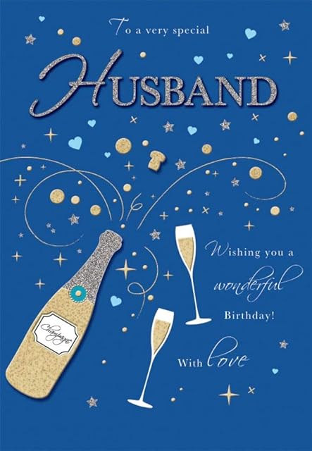 Traditional Birthday Card Husband - 9 x 6 inches - Piccadilly Greetings,Blue