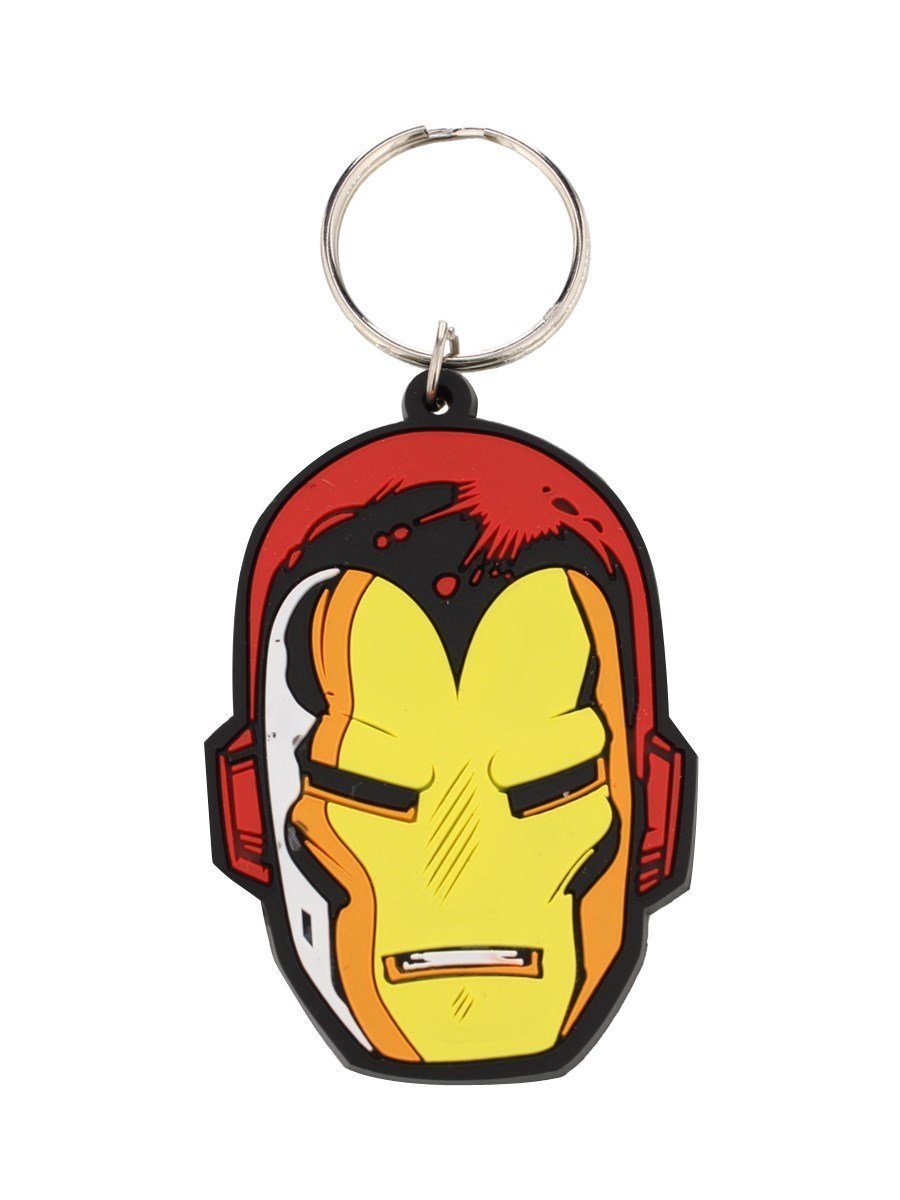 Marvel Multicoloured Pyramid International Iron Man Face Rubber Keychain, Multi-Colour, 4.5 X 6 Cm