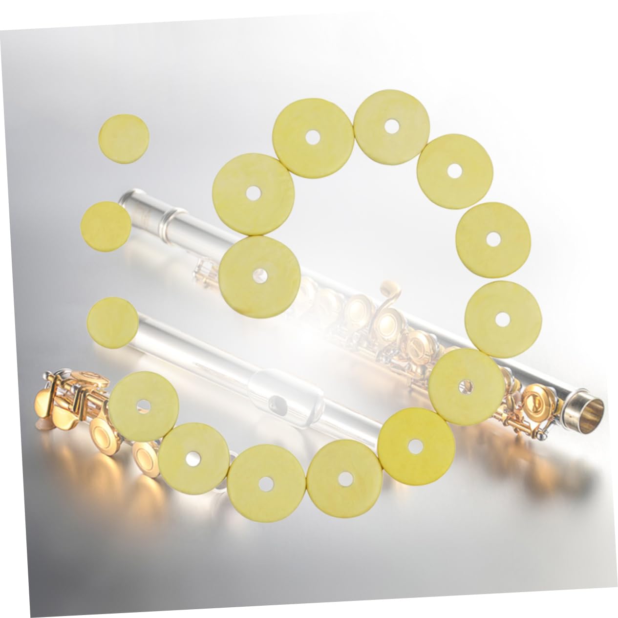 Yardwe 16 1 Flute Pad Replacement Light Yellow Flute Maintenance Tool for Efficient Repair Includes Durable Pads with Tight Seals for Woodwind Instruments
