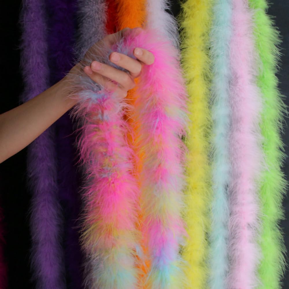 Duories Boa en plumes de dinde 2 m 8 cm - Plumes en peluche moelleuse Boa - Étole à plumes - Guirlande à plumes pour sapin de Noël, mariage, bricolage, burlesque, carnaval, fête, costume des années 20