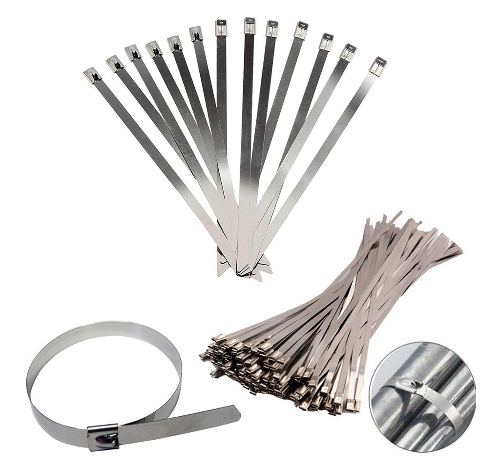 Ukcable-Ties 10X Stainless Steel Cable Ties Wraps 316 Marine Grade Metal Locking Cable Ties (360Mm X 4.6Mm)