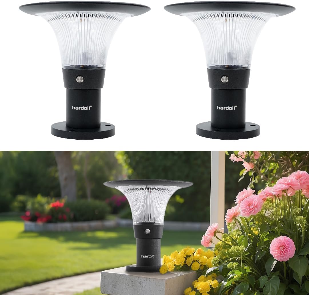 hardoll Solar Pillar Light 70 LED for Outdoor Aluminium+PC, Warm & Cool White, Waterproof Gate and Garden Lamp for Home and Pathway Decoration(Pack of 2)