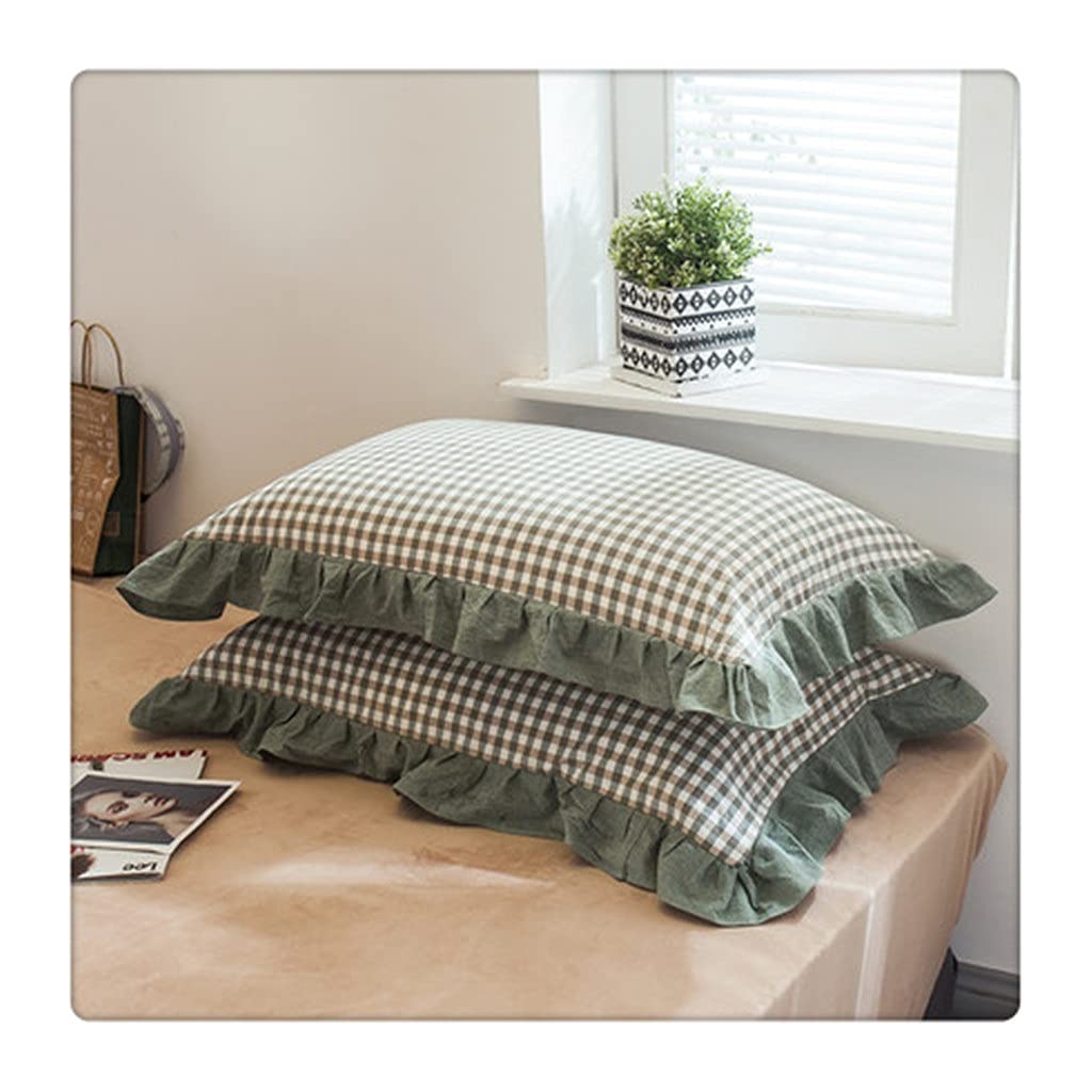 MFJGHU Cotton Lattice Pillowcases Sham Home Hotel Bedding Soft Pillow Cover Gift for Couple 48x74cm(Style C)
