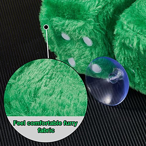 Image of 2.95'' Retro Fuzzy Plush Dice Car Charm Square Rear View Mirror Hanging Ornament Accessories, Green