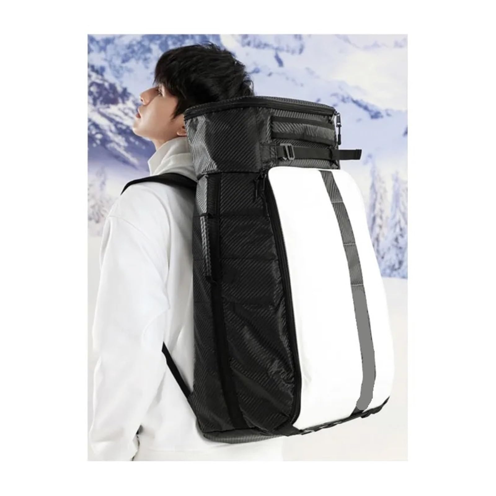 Skischuhtasche Skirucksack Umhängetasche Trocken Nass Trennung Wanderrucksack Sport Fitness Große Kapazität Schneeschuhe Tasche(Purple Black 68L)